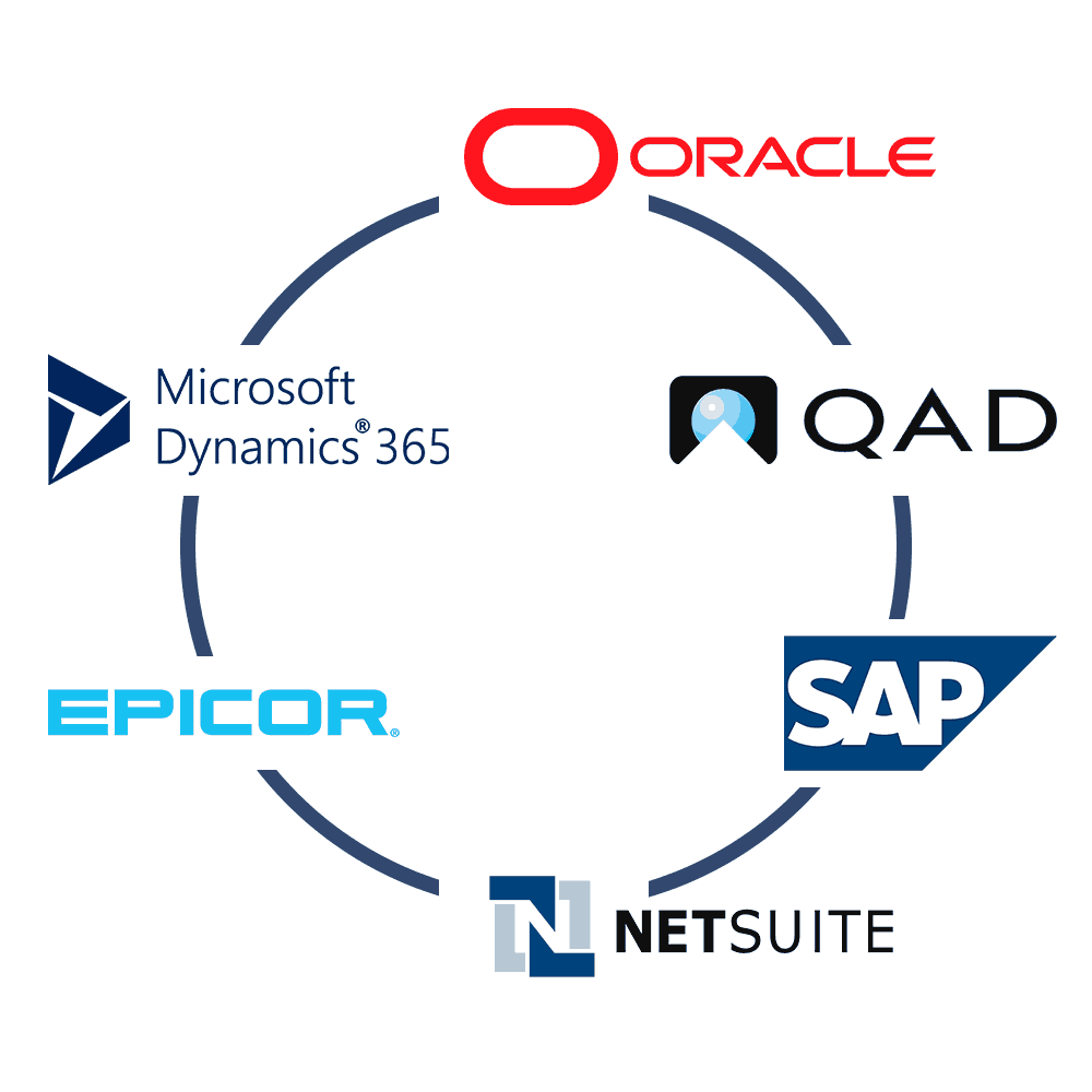Compatible with Oracle, Microsoft Dynamics, QAD, SAP, NetSuite, and Epicor