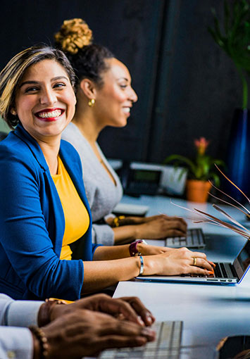 Woman using a computer at work