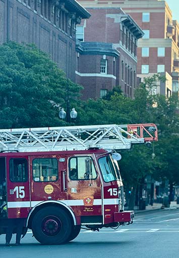 Fire truck arriving on the scene of an accident