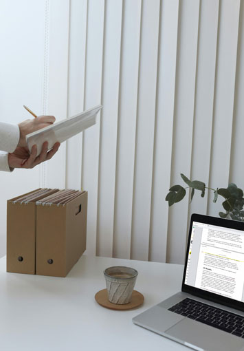 Office computer viewing digital documents