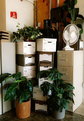 filing cabinets taking up space in the corner of an office